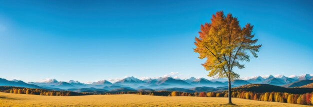 Photo bannière panoramique photo de paysage d'automne montagnes arbre ia générative