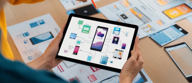 Bannière panoramique de la planification des employés de la start-up sur l'interface utilisateur Synergic