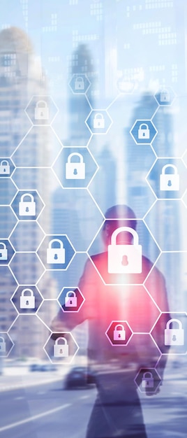 Bannière panoramique verticale Cybersécurité Confidentialité des informations Protection des données Protection contre les virus et les logiciels espions