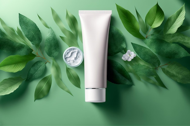 Bannière de produits de soins de la peau naturels mise en page de cosmétiques à base d'ingrédients naturels avec espace pour