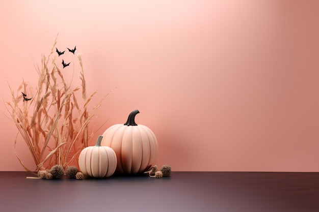 Bannière de promotion de produit Halloween rendu 3D fond de podium rose