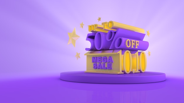 Bannière de promotion de vente Grande vente Mega vente Vente Flash rendu 3D