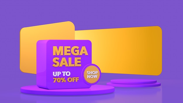 Photo bannière de promotion de vente grande vente mega vente vente flash rendu 3d