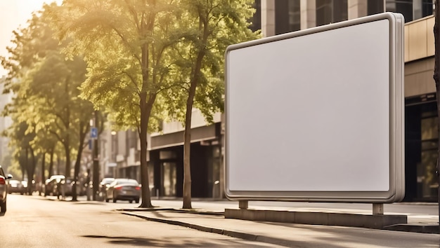 Bannière publicitaire blanche dans la rue du jour