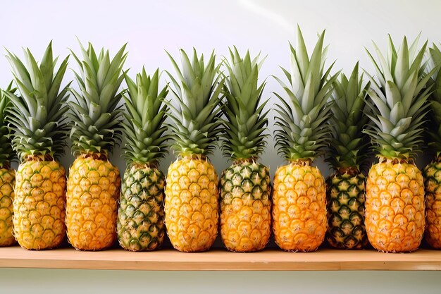 Une bannière publicitaire dense à peau lisse d'ananas isolée sur un fond blanc