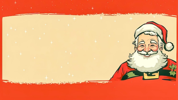 Bannière rétro du Père Noël Noël et du Nouvel An avec espace de copie réalisée avec l'IA générative