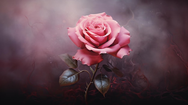 Une bannière avec une rose rose rose