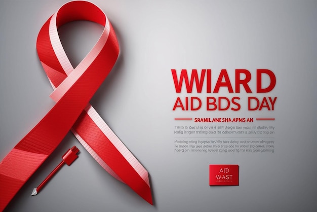 Bannière rouge de la journée mondiale du sida, ruban de sensibilisation, graphique vectoriel Pro Vector