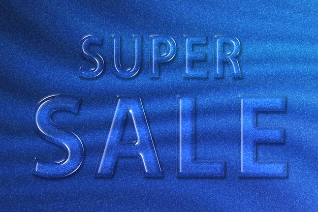 Bannière Super Sale, vente de saison, fond de paillettes bleues