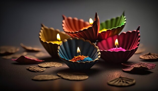 Photo bannière traditionnelle de diwali illustration de personnes célébrant diwali une fête des lumières en inde