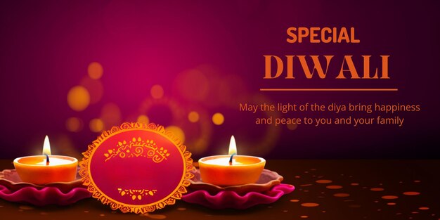 Photo bannières de cartes de diwali espace de copie souhaitant des idées célébration de diwali images de diwali