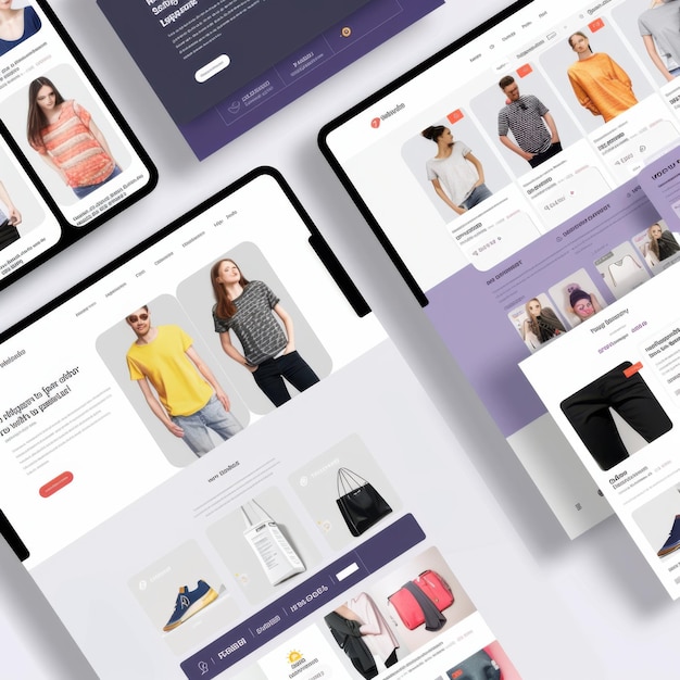 Bannières de commerce électronique sur un site Web populaire présentant des produits à la mode et des commentaires de clients ID d'emploi b722e216e9b94f7f8c39168b0e0f0b78