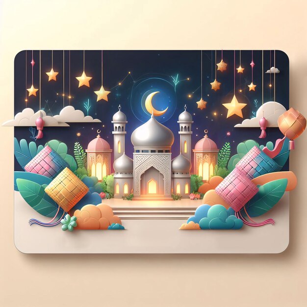 Photo des bannières islamiques colorées avec de beaux éclairs