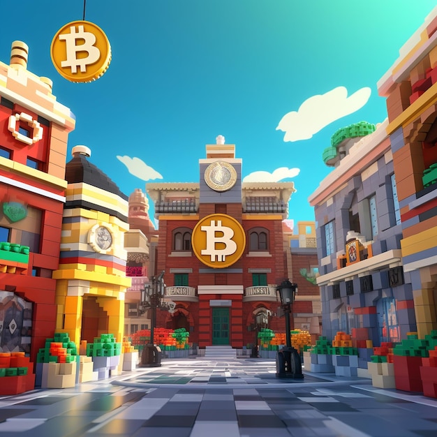 Photo la banque bitcoin roblox et le monde de minecraft