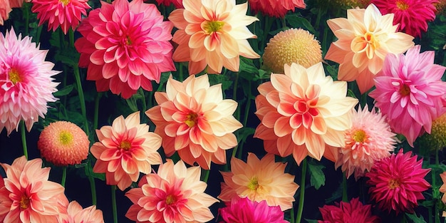 Banquet de fleurs de dahlia beau fond d'arrangement de fleurs spectaculaire