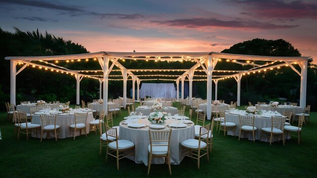 Photo banquet de mariage de luxe en plein air