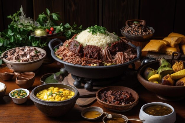 Banquet de saveurs brésiliennes lors d'une fête gastronomique générative IA