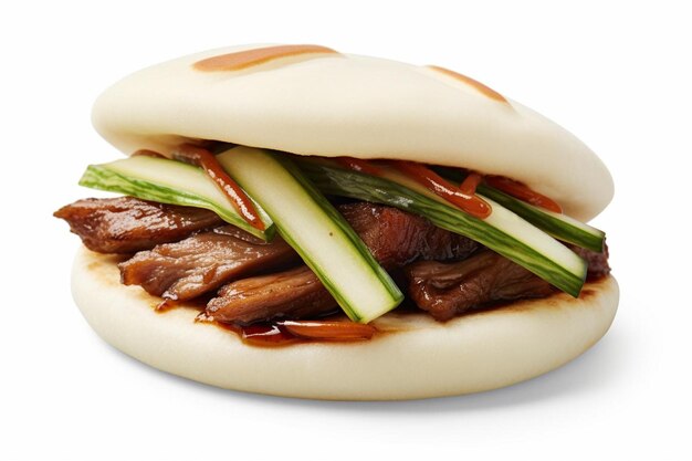 Photo bao bun indulgence symphonie savoureuse délices sur fond blanc