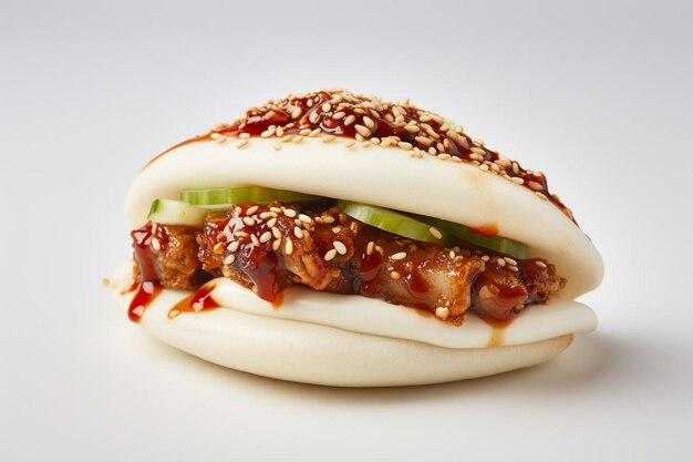 Bao Bun sensoriel indulgence symphonie culinaire sur blanc