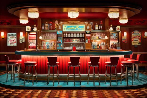 bar américain dans le style génératif des années 50