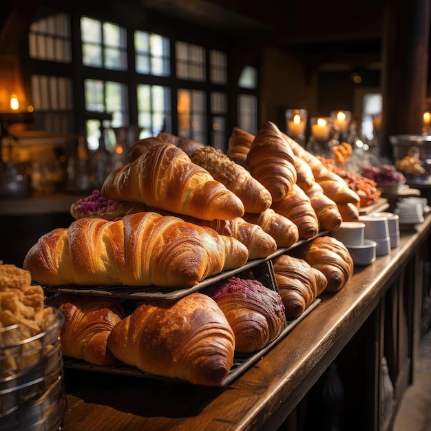 Bar avec une variété de croissants