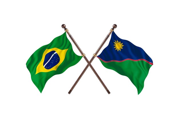 Barazil contre l'arrière-plan des drapeaux de la Namibie