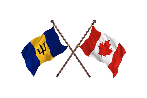 Barbade contre Canada deux pays drapeaux fond