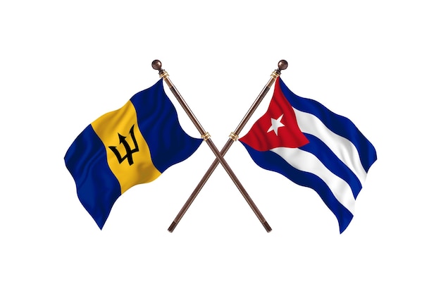 Barbade contre Cuba deux pays drapeaux fond