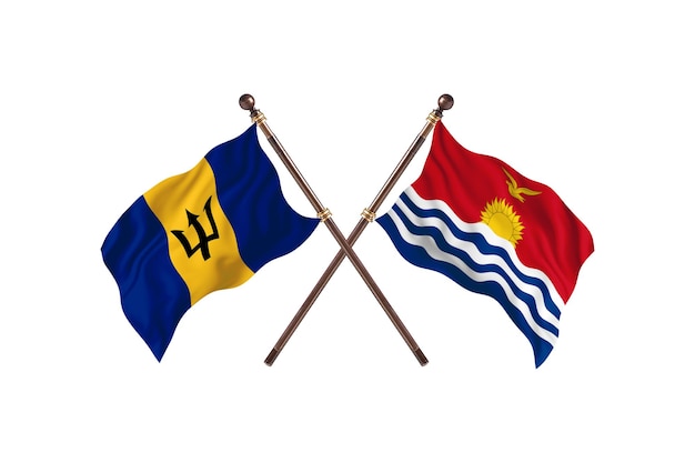 Barbade contre Kiribati fond de drapeaux de deux pays