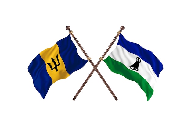 Barbade contre Lesotho deux pays drapeaux fond