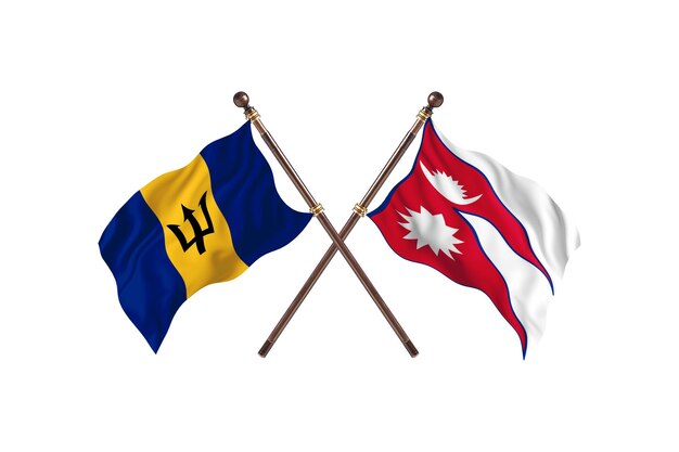 Barbade contre Népal deux pays drapeaux fond