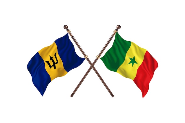 Barbade contre Sénégal deux pays drapeaux fond