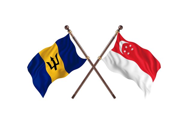 Barbade contre Singapour deux pays drapeaux fond