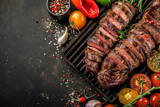 Barbecue brésilien avec de la picanha et des légumes