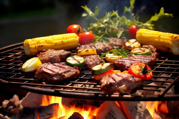 Un barbecue brûlant avec des délices d'été