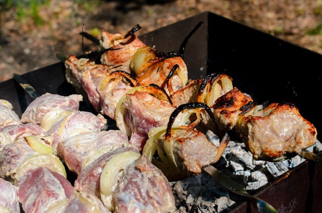 Barbecue de cuisine dans la nature.