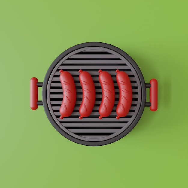 barbecue, été, fête, 3d, style