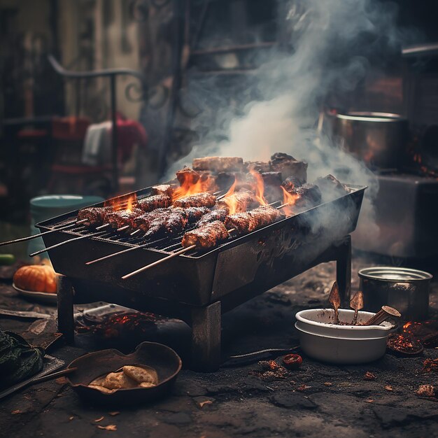 Photo barbecue sur le gril pour la publicité