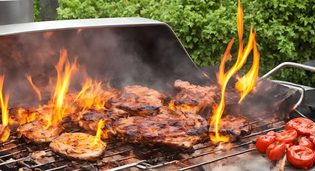 Barbecue de poulet sur un gril art génératif par IA