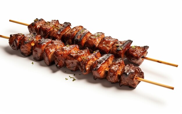 Barbecue Shashlik sur une surface blanche et propre