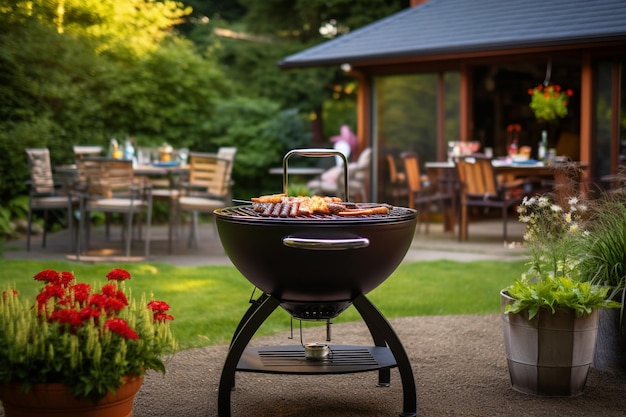 Photo un barbecue avec une variété de copeaux de bois pour différentes saveurs de fumée