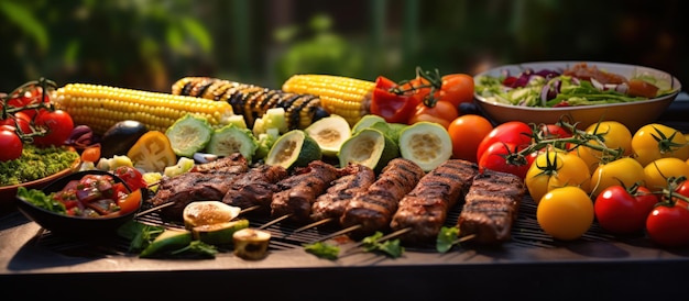 Barbecue végétarien et plats assortis