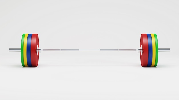 Barbell isolé. Inventaire du sport sur fond blanc. rendu 3D.