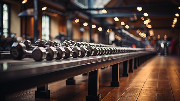 Photo barbell sur le sol à la salle de sport