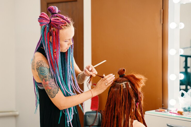 Photo barber tresse des dreadlocks.