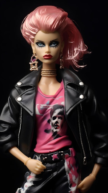 Barbie 1982 streetwear punk peinture en aérosol en arrière-plan