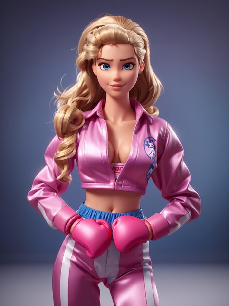 Barbie boxer fille corps entier yeux bleus