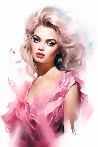 barbie élégante aquarelle