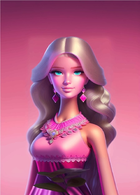 Barbie sur fond rose