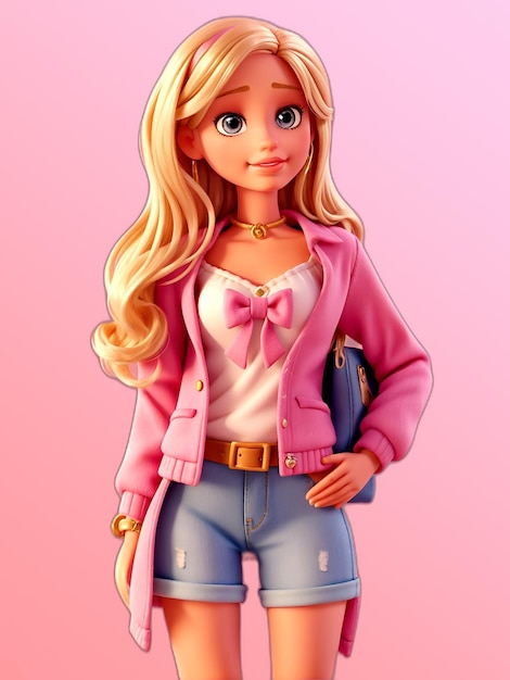 Barbie jolie blonde dans une robe rose